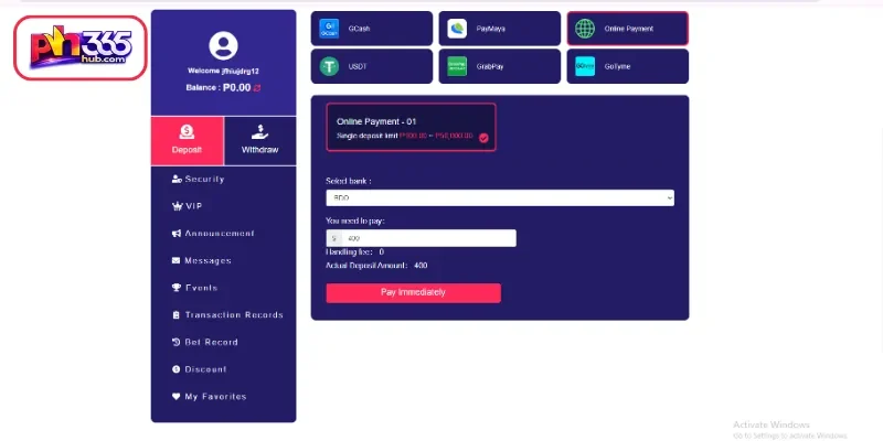 Complete Instructions for Making a PH365 Deposit